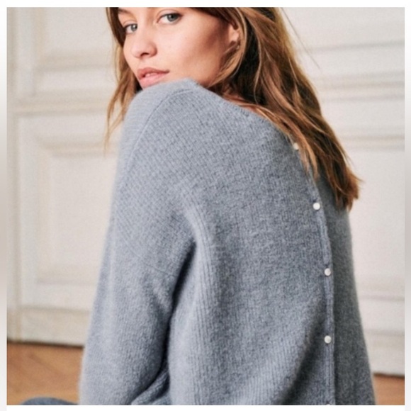 Sezane Gaspard Cardigan Super soft Mohair and Baby Alpaca Blend Lt Grey Size S - Picture 3 of 15